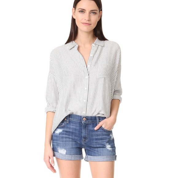 7 For All Mankind Pants - 7 FOR ALL MAN KIND distressed roll up denim shorts